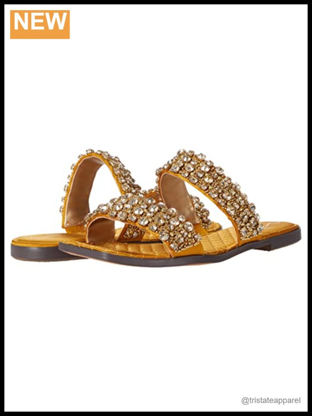 Studded Slide Sandals Crystal Embellished Satin Flat Beach